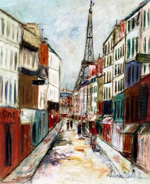 Maurice Utrillo Rue Saint-doinique And The Eiffel Tower