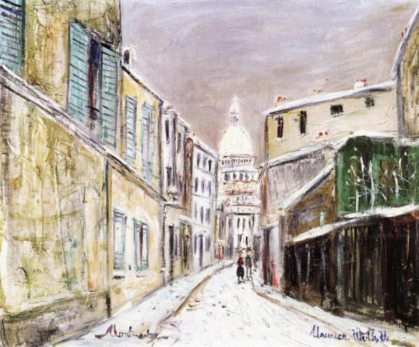 Rue Saint-rustique In The Snow by Maurice Utrillo