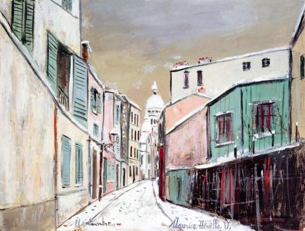 Rue Saint-rustique In The Snow by Maurice Utrillo