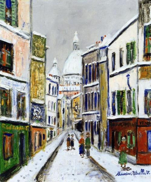 Rue Saint-rustique In The Snow by Maurice Utrillo
