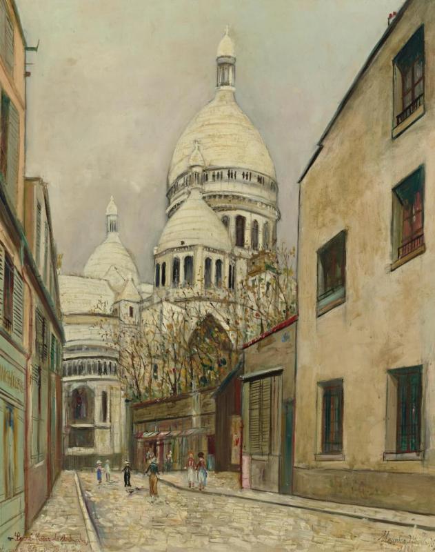 Sacré Coeur De Montmartre And Rue Du Chevalier De La Barre by Maurice Utrillo