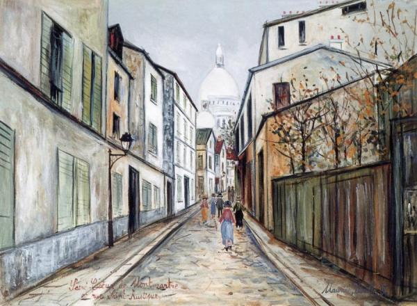 Sacré-coeur De Montmartre And Rue Sainte-rustique by Maurice Utrillo