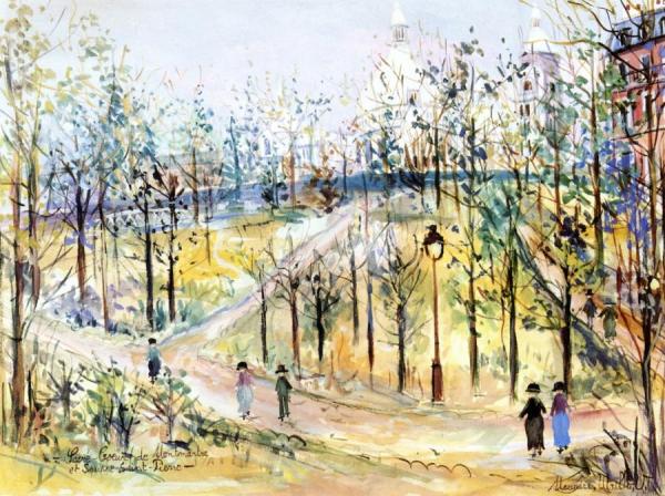 Sacré Coeur De Montmartre And Square Saint-pierre by Maurice Utrillo