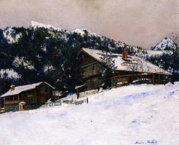 Snowy Landscape In Switzerland by Maurice Utrillo