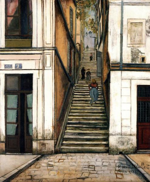 Stairway Alley, Cottin by Maurice Utrillo Oil Painting Reproductions