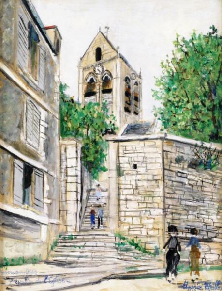 The Church In Auvers-sur-oise (val D'oise) by Maurice Utrillo