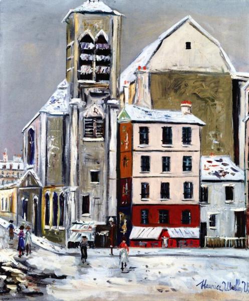 The Church Of Saint-nicolas Du Chardonnet On The Snow by Maurice Utrillo