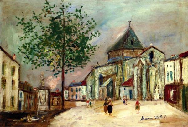 The Church Of St. Geniez, Aveyron by Maurice Utrillo