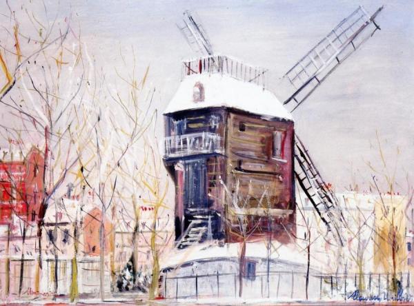 The Moulin De La Galette In The Snow by Maurice Utrillo Oil Painting Reproductions