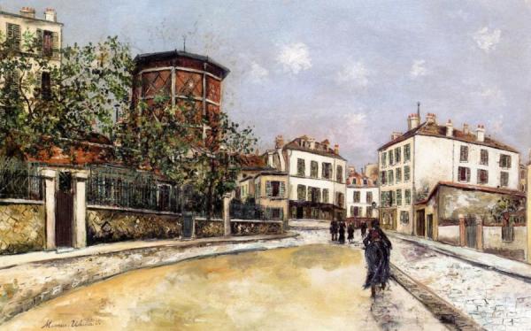 The Old Reservoir In Montmartre, Place Jean-baptiste Clement by Maurice Utrillo