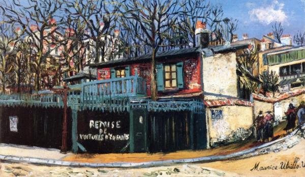 The Remise De Voitures D'enfants, Rue Lamarck In Montmartre by Maurice Utrillo