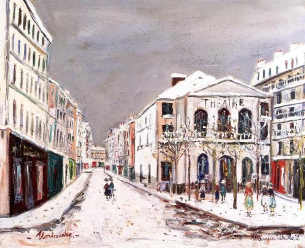 The Theatre De L'atelier In The Snow by Maurice Utrillo