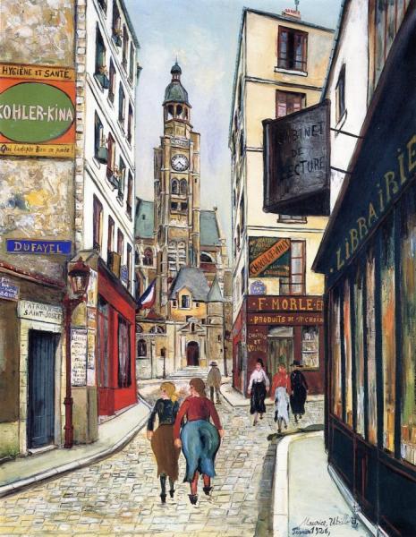 Maurice Utrillo The Tower Of Saint-etienne-du-mont, View From The Rue De La Montagne-sainte-genevieve