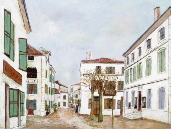 Town Hall Plaza In A Provançal Village by Maurice Utrillo Oil Painting Reproductions