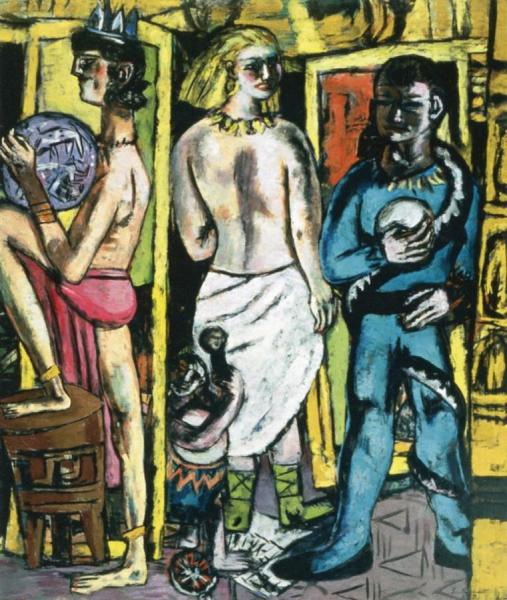 Acrobats, Triptych (middle Panel) by Max Beckmann