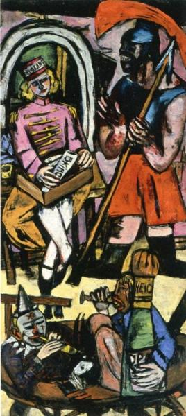 Acrobats, Triptych (right Panel) by Max Beckmann