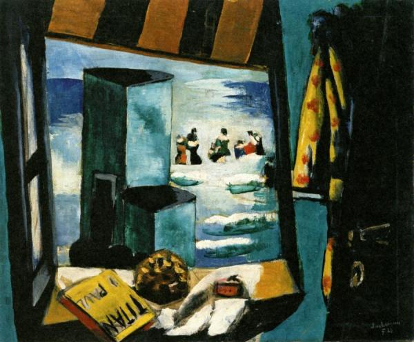 Bathing Cabin (green) by Max Beckmann