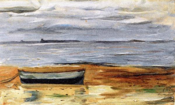 Beach With Gray Boat And Gray Sea by Max Beckmann Oil Painting Reproductions