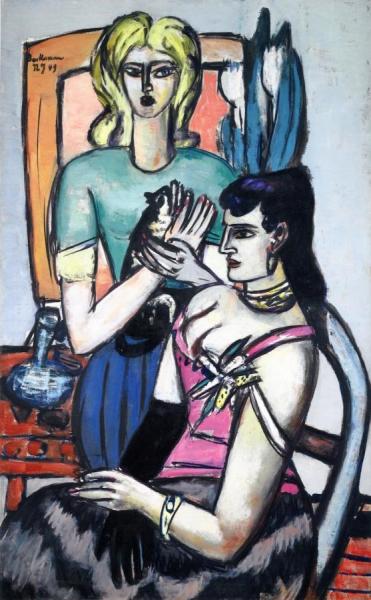 Before The Ball - Two Women With A Cat by Max Beckmann