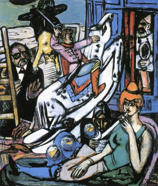 Beginning (triptych - Middle Panel) by Max Beckmann