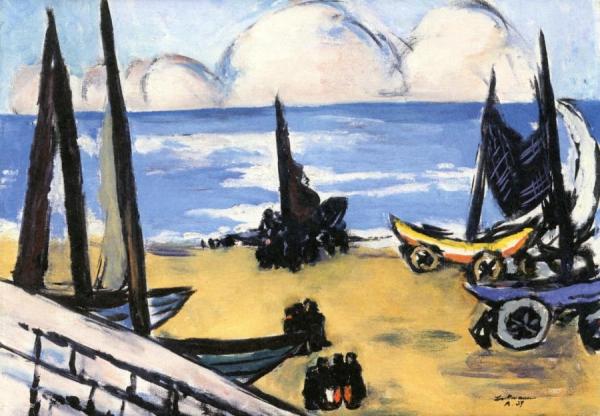 Boats On The Beach by Max Beckmann Oil Painting Reproductions