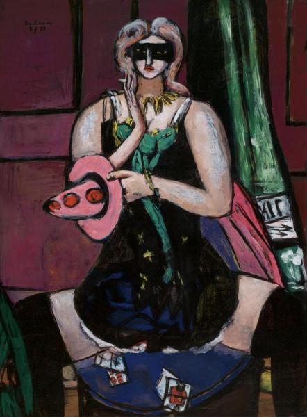 Carnival Mask, Green, Violet And Pink by Max Beckmann