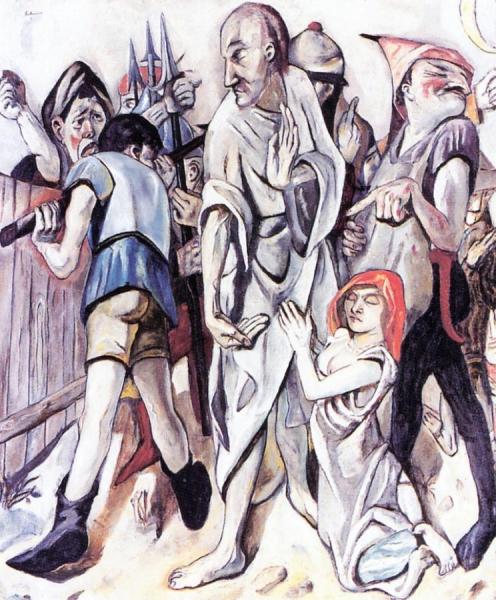 Christ And The Woman Taken In Adultery by Max Beckmann