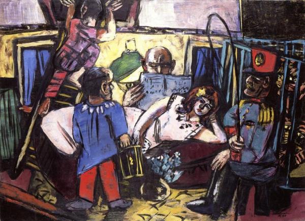 In The Artistes' Trailer by Max Beckmann