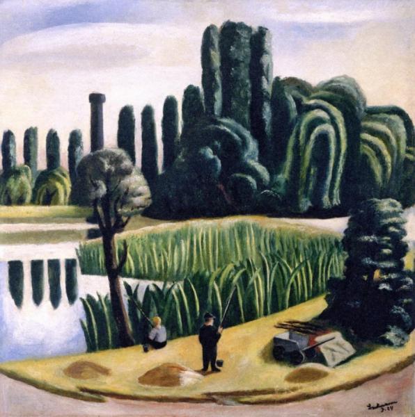 Landscape With Lake And Poplars by Max Beckmann