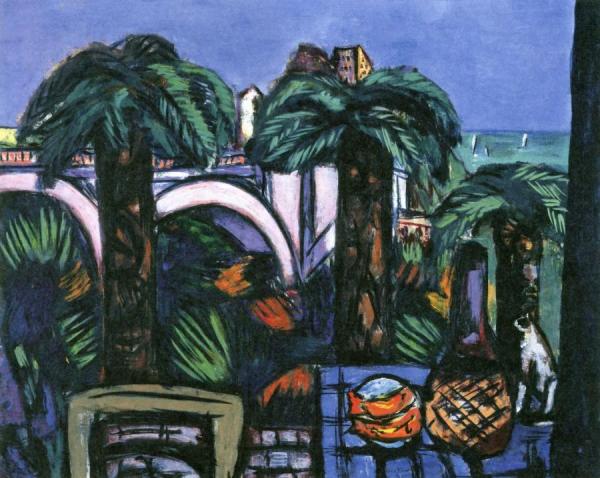 Landscape With Three Palm Trees (beaulieu) by Max Beckmann Oil Painting Reproductions