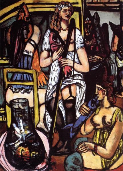 Large Painting Of Women: Fisherwomen by Max Beckmann