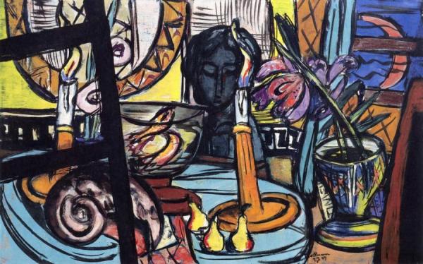 Large Still Life With Black Sculpture by Max Beckmann Oil Painting Reproductions