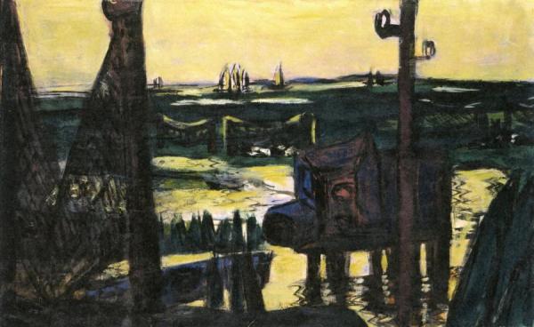 Midflats In Green And Black-yellow by Max Beckmann