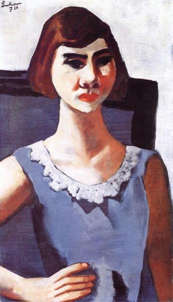 Portrait Of Quappi In Blue by Max Beckmann