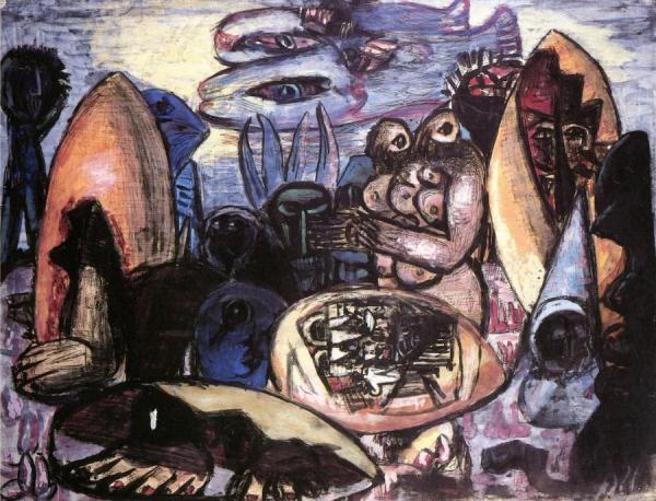 Prehistoric Man - Primitive Landscape by Max Beckmann