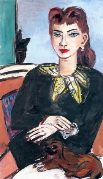 Quappi On Blue With Butchy by Max Beckmann Oil Painting Reproductions