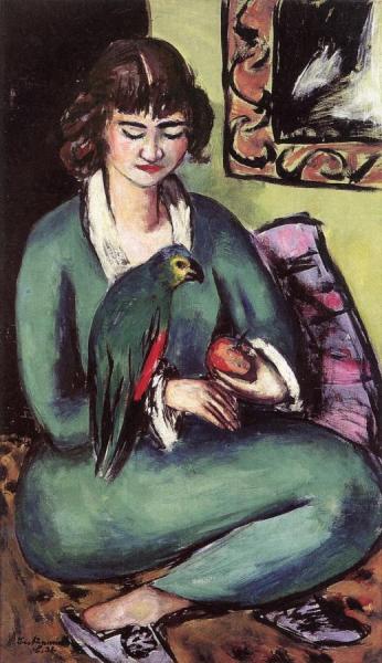 Quappi With Parrot by Max Beckmann Oil Painting Reproductions