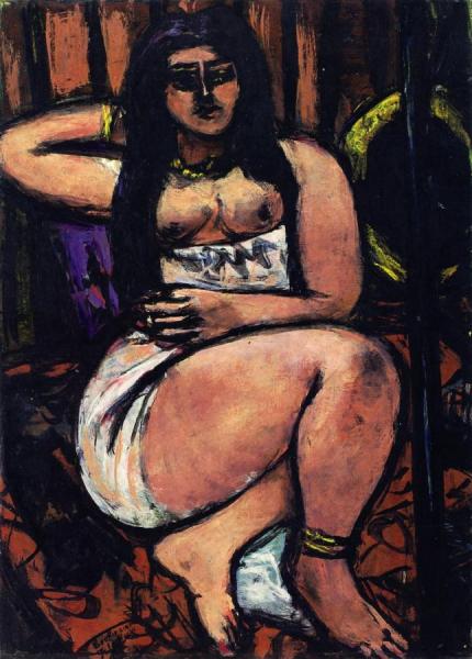 Reclining Nude Sharply Foreshortened by Max Beckmann Oil Painting Reproductions