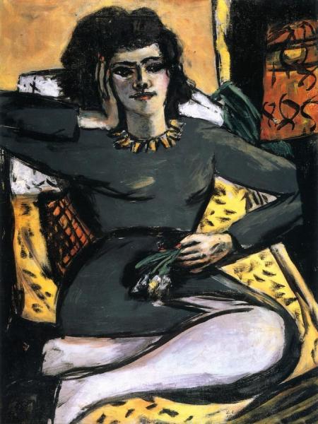 Resting Woman With Carnations by Max Beckmann