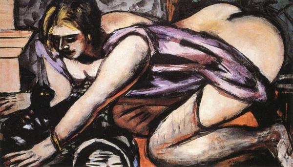 Max Beckmann Semi-nude With Cat