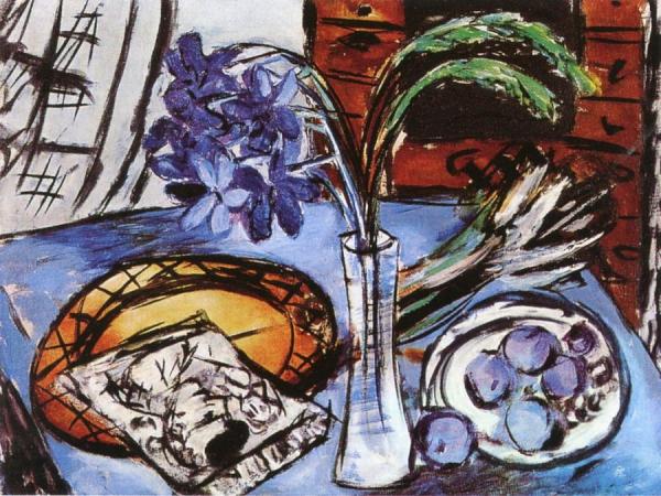 Still Life With Blue Orchids by Max Beckmann