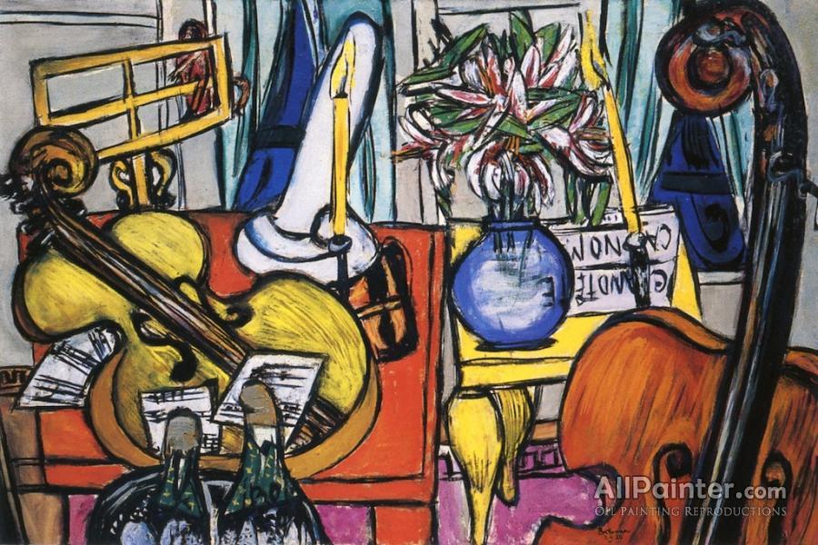 Max Beckmann Still Life With Cello And Double Bass Oil Painting Reproductions for sale | Online Gallery
