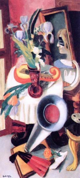 Still Life With Gramophone And Irises by Max Beckmann