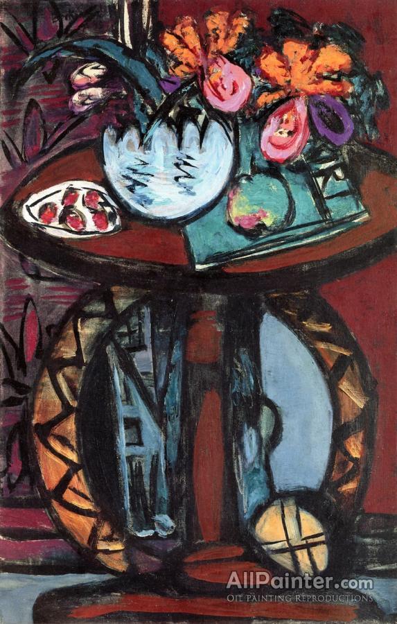 Max Beckmann Still Life Orange-pink Orchids Oil Painting Reproductions sale AllPainter Online Gallery