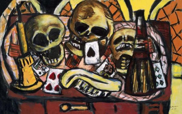 Still Life With Three Skulls by Max Beckmann