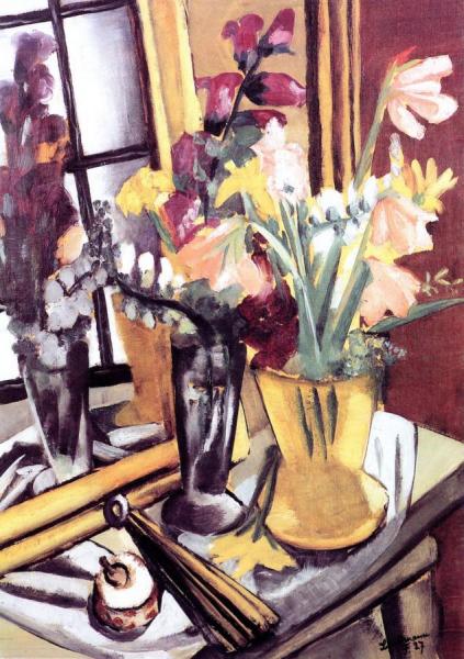 Still Life With Violet Dahlias by Max Beckmann