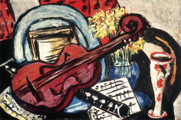 Still Life With Violin And Flute by Max Beckmann