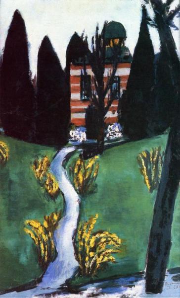 Stourdza Kapelle In Baden-baden (zypressen) by Max Beckmann