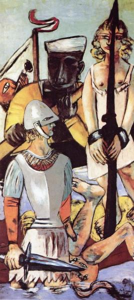 Temptation (triptych - Left Panel) by Max Beckmann