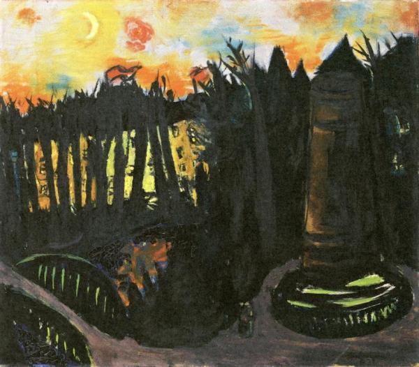 Tiergarten By Night With Red Sky by Max Beckmann